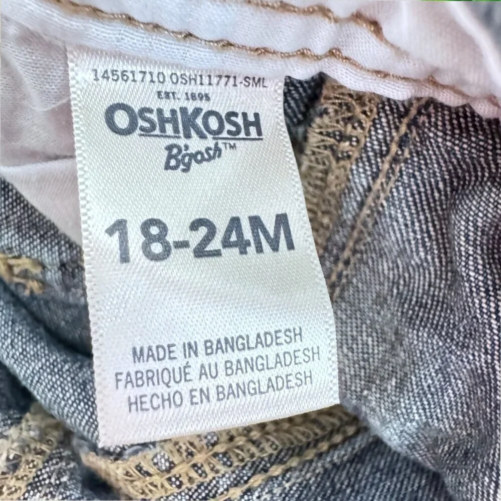 OSHKOSH B'GOSH Vestbak Red White Blue Denim Overalls 18-24 Months